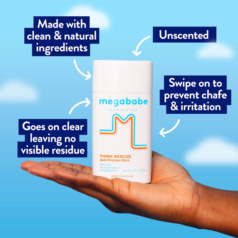 ميجا بابي ميغاباب ثاي ريسكيو عصا مضادة للاحتكاك | تمنع احتكاك الجلد وتهيج البشرة | الفخذين، الذراعين، خطوط حمالة الصدر والمزيد | 2.12 أونصة - بدون رائحة - Image 2