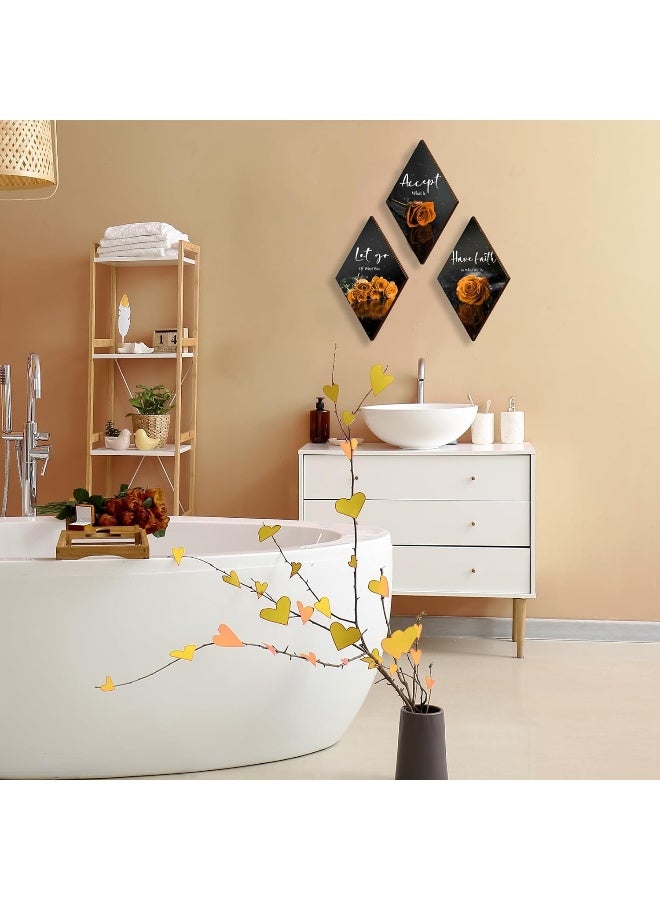 ZINYAZHE 3 Pcs Orange Rose Bathroom Wall Decor - Image 5