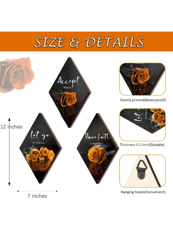 ZINYAZHE 3 Pcs Orange Rose Bathroom Wall Decor - Image 3