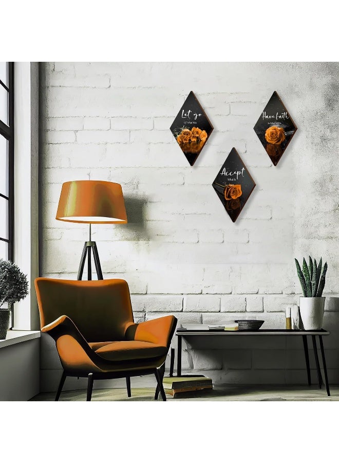 ZINYAZHE 3 Pcs Orange Rose Bathroom Wall Decor - Image 4