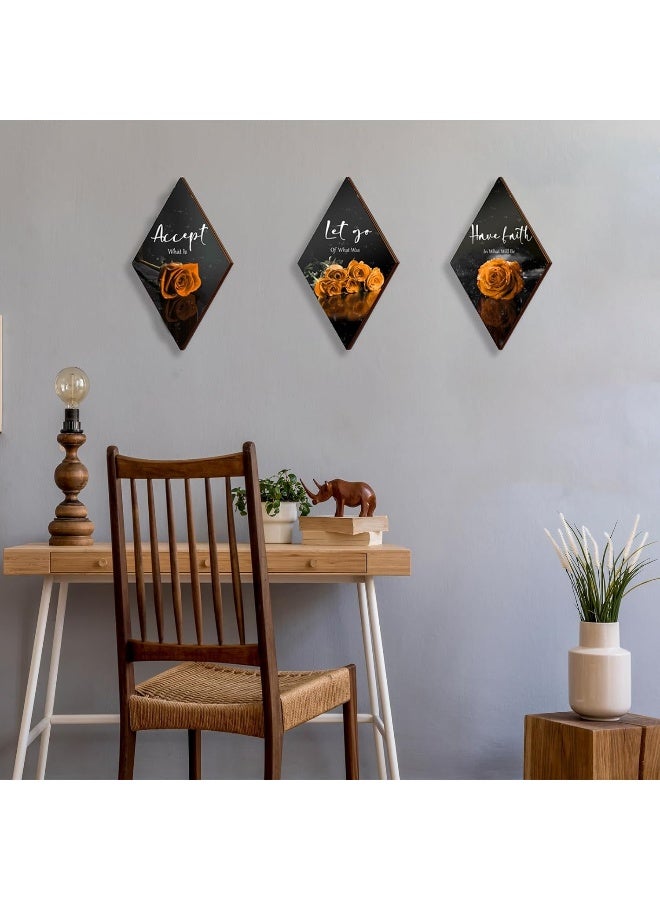 ZINYAZHE 3 Pcs Orange Rose Bathroom Wall Decor - Image 2