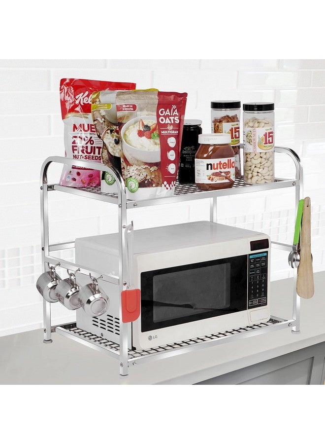 Homify Stainless Steel 2 Shelf Microwave Or Oven Stand | Multipurpose Counter Top Standing 2 Tier Kitchen Rack | Kitchen Organizer - Image 3