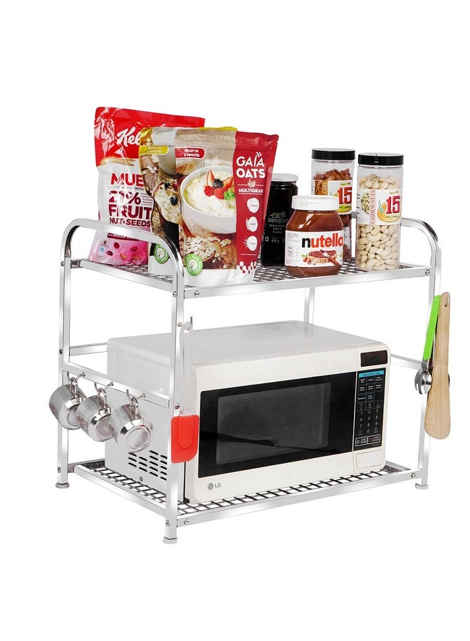 Homify Stainless Steel 2 Shelf Microwave Or Oven Stand | Multipurpose Counter Top Standing 2 Tier Kitchen Rack | Kitchen Organizer - Image 1