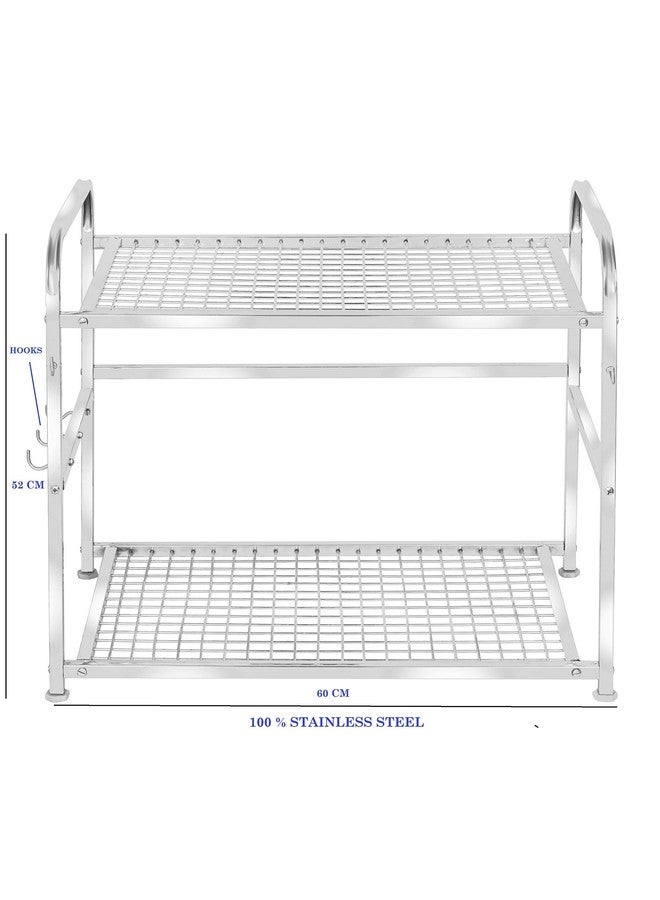 Homify Stainless Steel 2 Shelf Microwave Or Oven Stand | Multipurpose Counter Top Standing 2 Tier Kitchen Rack | Kitchen Organizer - Image 2