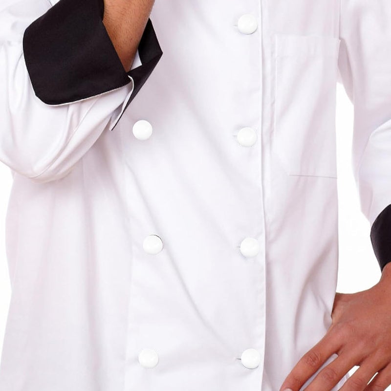 ABOOFAN: 50 قطعة من أزرار بدلة الطهاة البيضاء، حجم كبير، رأس الزر 12 مم وقاعدة الزر 22 مم، دبابيس دائرية قابلة للحركة لملابس العمل في المطاعم، ملحقات خياطة للجاكيتات والمعاطف. - Image 4