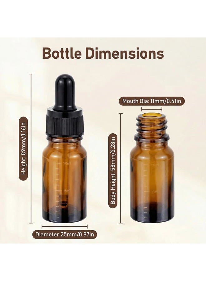 ericotry 10ml 0.34oz Empty Refillable Amber Glass Graduated Glass Essential Oil Bottles and Eyed Dropper Black Caps Makeup Cosmetic Sample Container Jar Bottle for Essential Oil Aromatherapy Use (Pack of 6) - Image 2