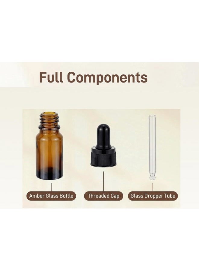 ericotry 10ml 0.34oz Empty Refillable Amber Glass Graduated Glass Essential Oil Bottles and Eyed Dropper Black Caps Makeup Cosmetic Sample Container Jar Bottle for Essential Oil Aromatherapy Use (Pack of 6) - Image 4