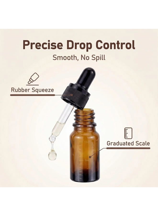 ericotry 10ml 0.34oz Empty Refillable Amber Glass Graduated Glass Essential Oil Bottles and Eyed Dropper Black Caps Makeup Cosmetic Sample Container Jar Bottle for Essential Oil Aromatherapy Use (Pack of 6) - Image 5