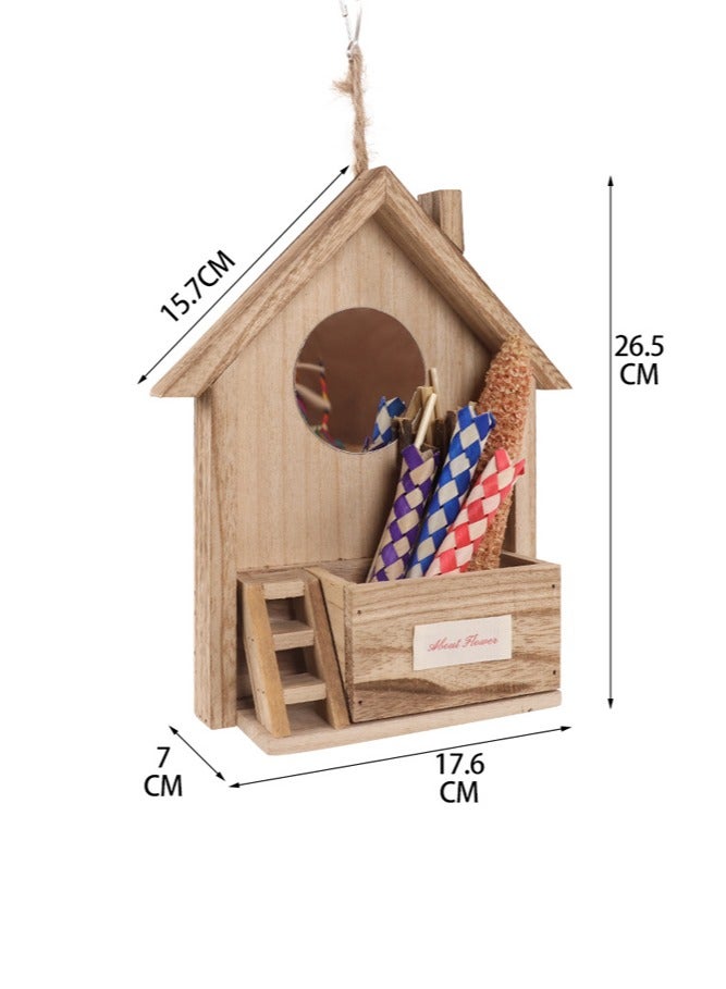 عام لعبة ببغاء لتخفيف الملل، مع مرآة وقطعة مضغ، تُستخدم كزينة لقفص الببغاء، ولعبة طيور صغيرة توفر رفقة يومية. - Image 4