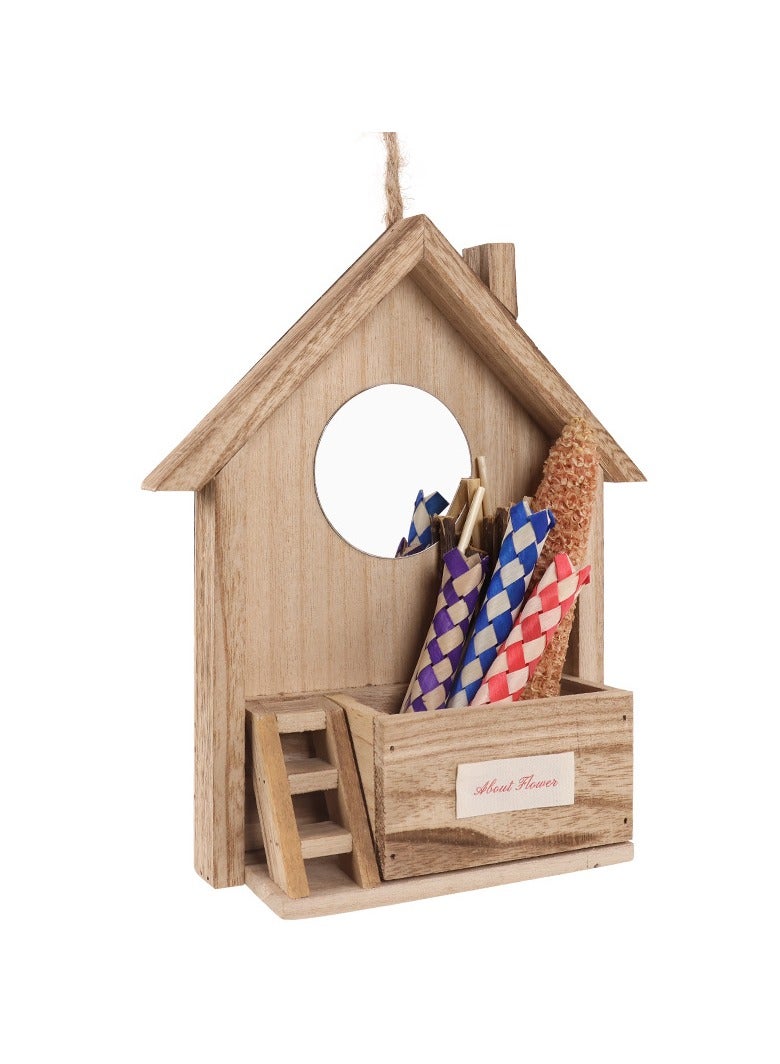 عام لعبة ببغاء لتخفيف الملل، مع مرآة وقطعة مضغ، تُستخدم كزينة لقفص الببغاء، ولعبة طيور صغيرة توفر رفقة يومية. - Image 3