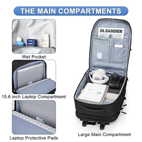 coofay Casual Backpack Traveling Backpack, A-black, Expandable, Modern - Image 4