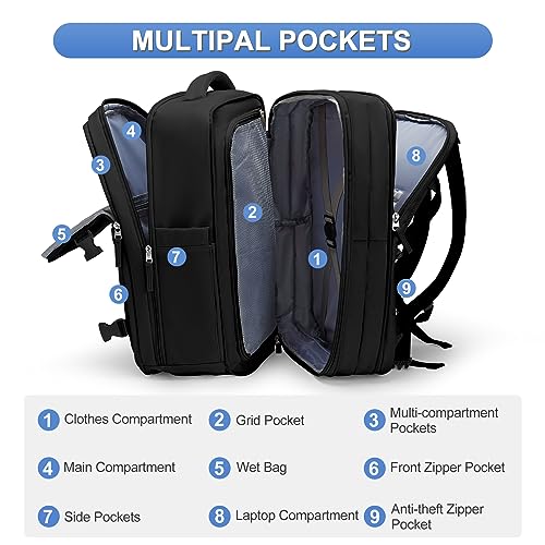 coofay Casual Backpack Traveling Backpack, A-black, Expandable, Modern - Image 3