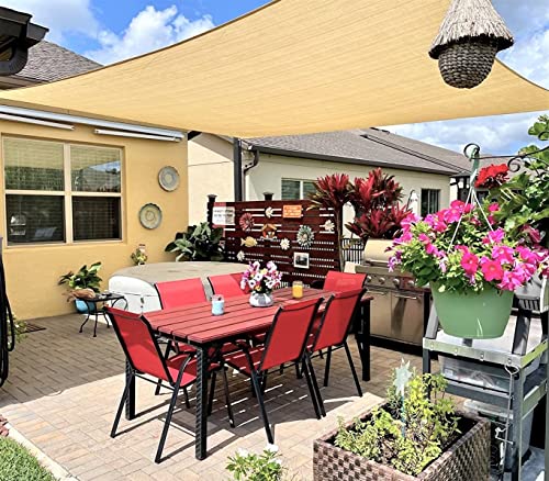 INFRANGE 8' x 8' Rectangle Sun Shade Sails Canopy UV Block for Patio Deck Pergola Yard Lawn Outdoor Activities (Beige) - Image 1