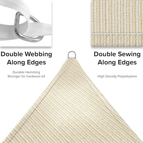 INFRANGE 8' x 8' Rectangle Sun Shade Sails Canopy UV Block for Patio Deck Pergola Yard Lawn Outdoor Activities (Beige) - Image 4