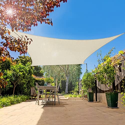 INFRANGE 8' x 8' Rectangle Sun Shade Sails Canopy UV Block for Patio Deck Pergola Yard Lawn Outdoor Activities (Beige) - Image 2