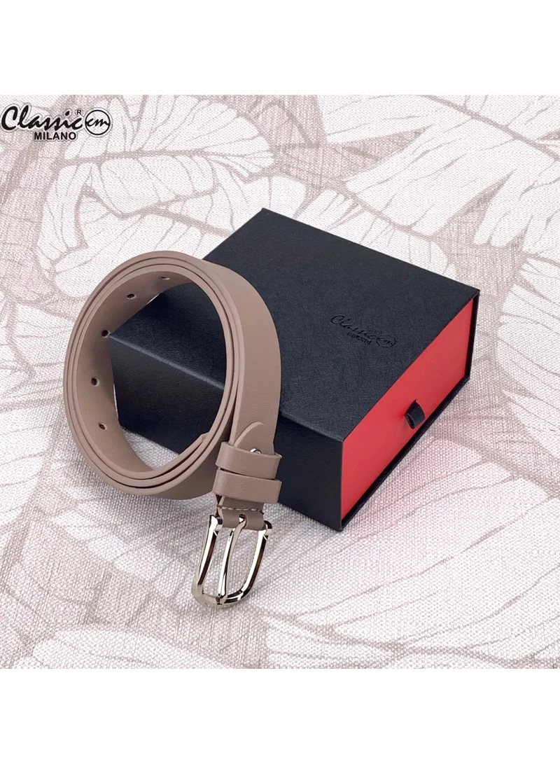 Classic Milano Dusky Brown (SGPU22) Classic Milano Women's Belt with Gift Box; Faux Leather Ladies Belt for Dresses, Jeans & Gowns; Stylish Womens Belt; Adjustable Girls Belt; Belt for Women | Full Length: 110 CM (Free Size - Fits up to the waist of 40 Inches / 100 CM) for Women | Best Price UAE