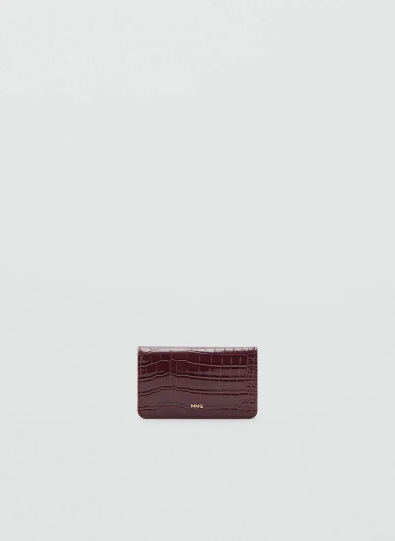 MANGO Small Shiny Croc-Effect Wallet