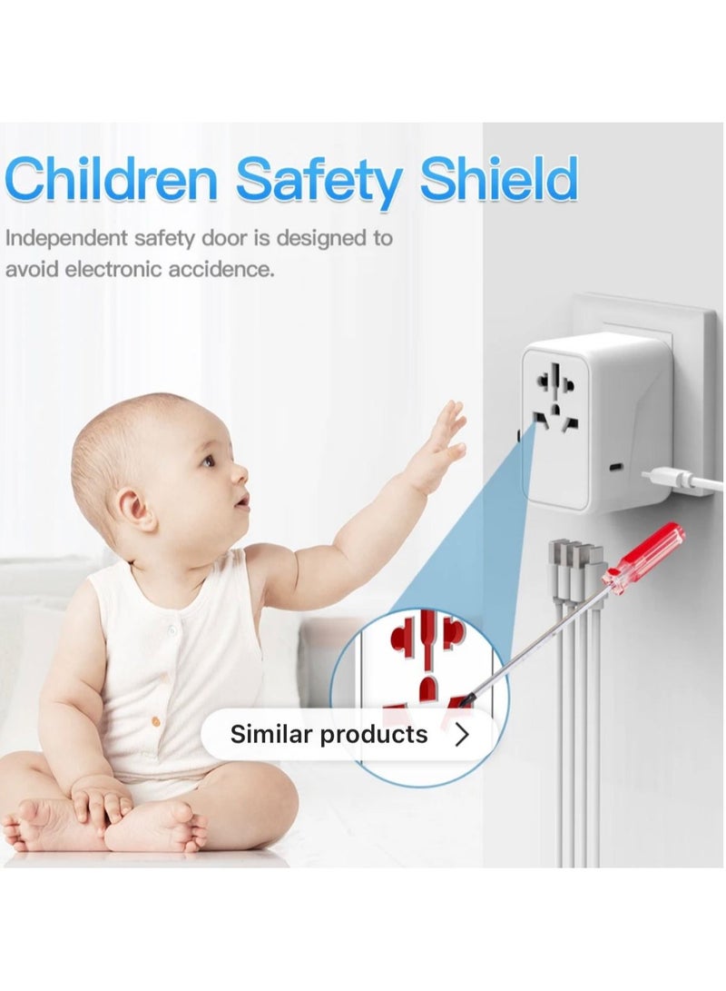 HOMECREW 45W Fast Wall Charger World Universal Travel Adapter with 3 x USB, 2 Type-C - Image 4