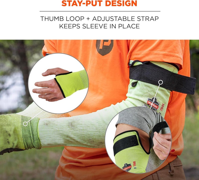 Ergodyne ProFlex 7941 Cut Resistant Protective Arm Sleeve Cut Level A4 Pair Lime 22 Inch - Image 4