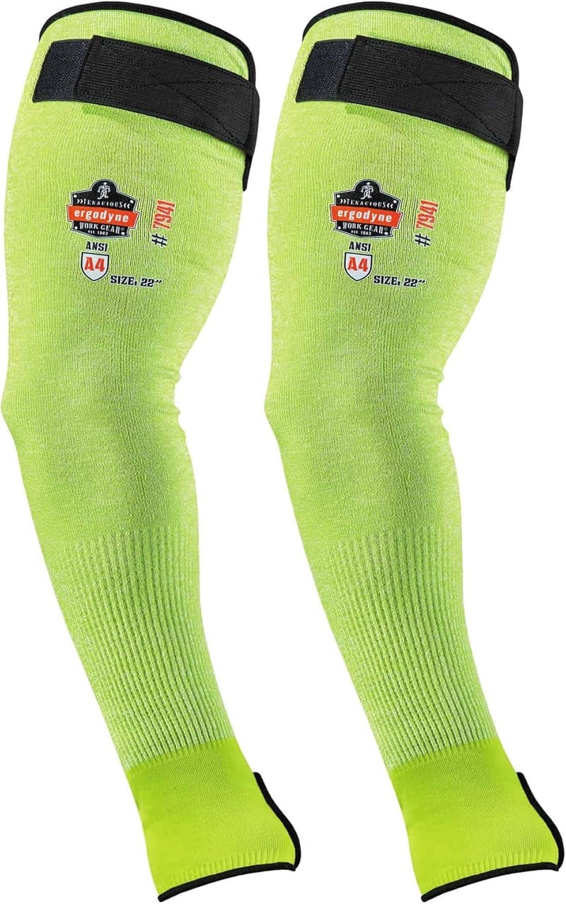 Ergodyne ProFlex 7941 Cut Resistant Protective Arm Sleeve Cut Level A4 Pair Lime 22 Inch - Image 1