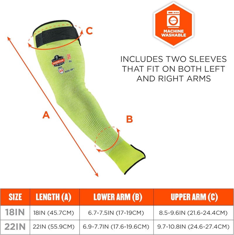 Ergodyne ProFlex 7941 Cut Resistant Protective Arm Sleeve Cut Level A4 Pair Lime 22 Inch - Image 5
