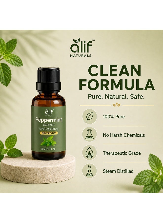 ALIF NATURALS Peppermint Essential Oil - 30 ml | 100% Pure and Natural | Premium Grade Essential Oils for Aromatherapy, Diffusers, Hair, Skin, Massage and Humidifiers - Image 2