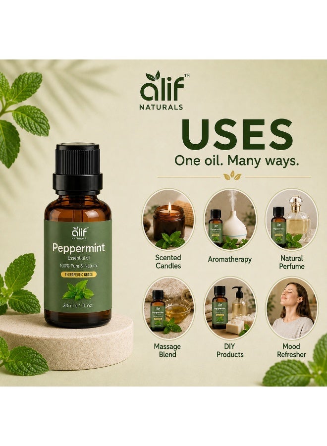 ALIF NATURALS Peppermint Essential Oil - 30 ml | 100% Pure and Natural | Premium Grade Essential Oils for Aromatherapy, Diffusers, Hair, Skin, Massage and Humidifiers - Image 5