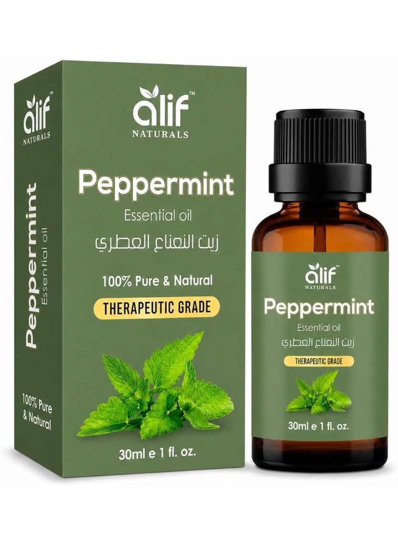 ALIF NATURALS Peppermint Essential Oil - 30 ml | 100% Pure and Natural | Premium Grade Essential Oils for Aromatherapy, Diffusers, Hair, Skin, Massage and Humidifiers - Image 1