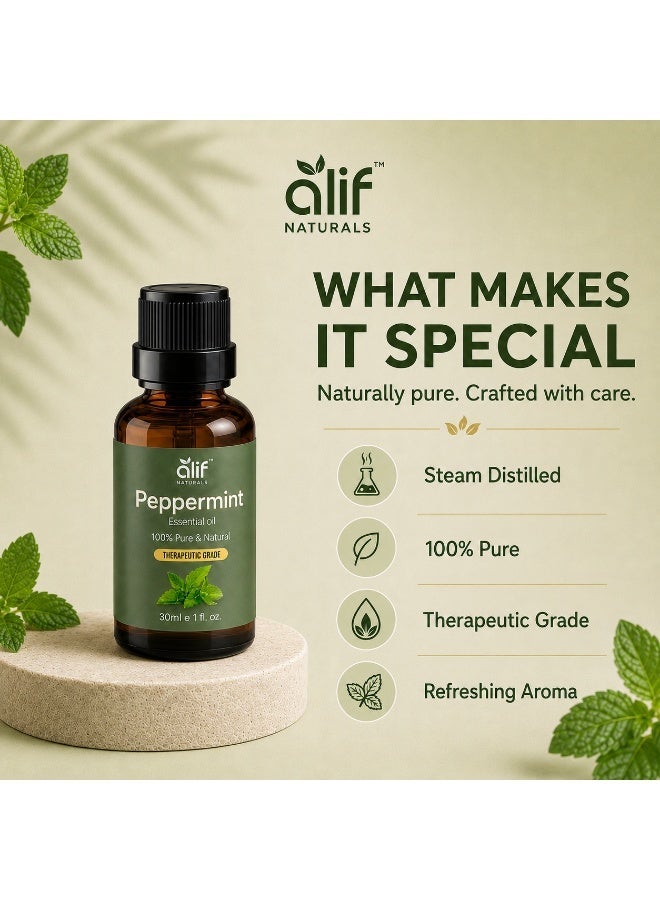 ALIF NATURALS Peppermint Essential Oil - 30 ml | 100% Pure and Natural | Premium Grade Essential Oils for Aromatherapy, Diffusers, Hair, Skin, Massage and Humidifiers - Image 4