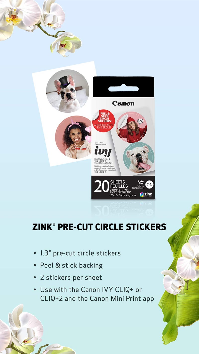 Canon IVY ZINK Pre-Cut Circle Sticker Paper, 20 Sheets - Image 3