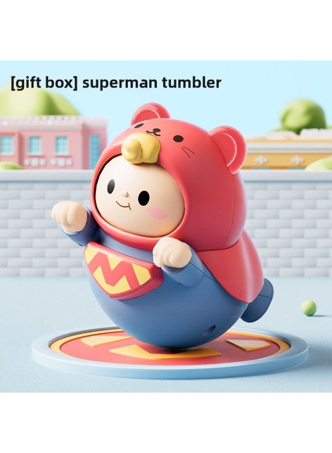 Infant Toy Cute Fun Tumbler Baby 0-1 Year Old Children Educational Early Education Soothing Rattle Bells To Coax Baby Artifact Batch-Specifications:[gift Box] Superman Tumbler  - Image 1
