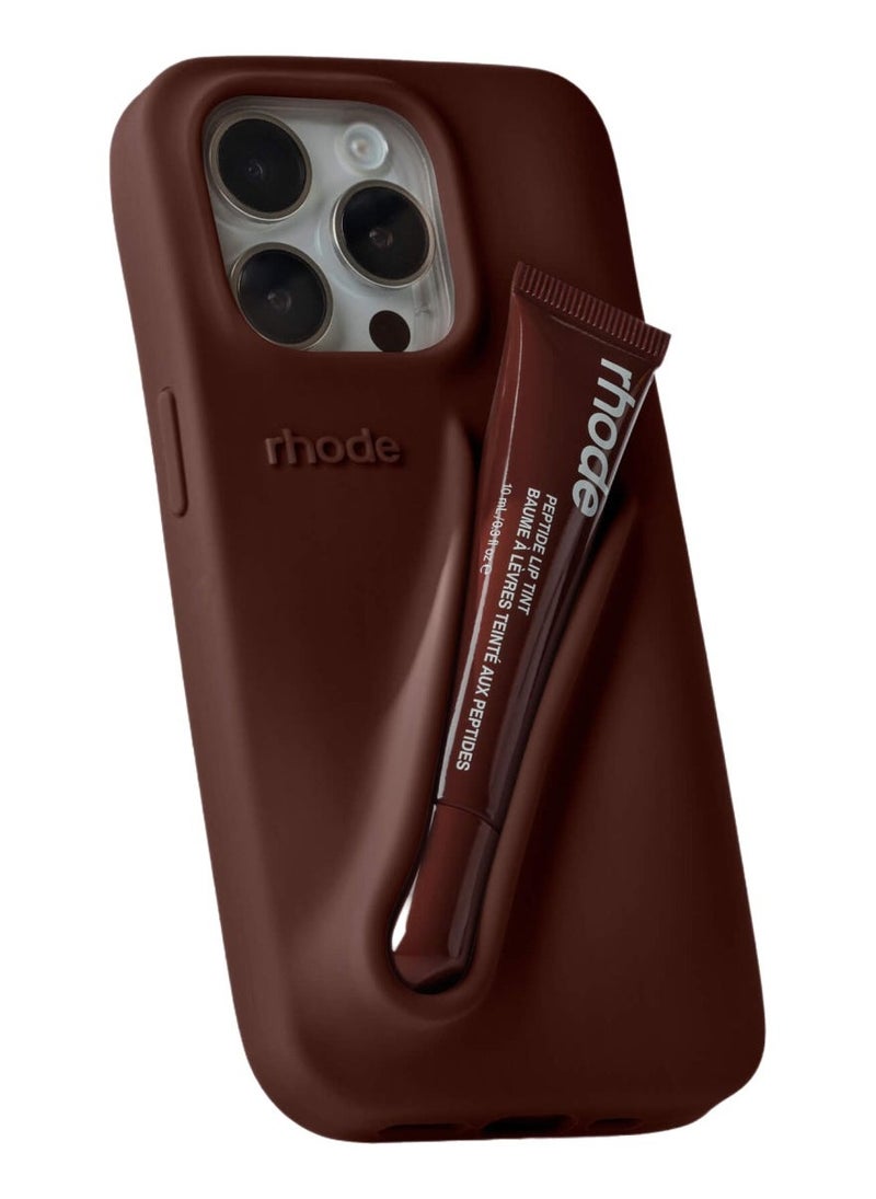 rhode Silicone Lip Holder for Cell Phone, Lip Gloss Adhesive Sleeve for Phone, Lip Holder Stick-on Phone Case, Back Stick On Holder for iPhone Phones（Espresso） - Image 1