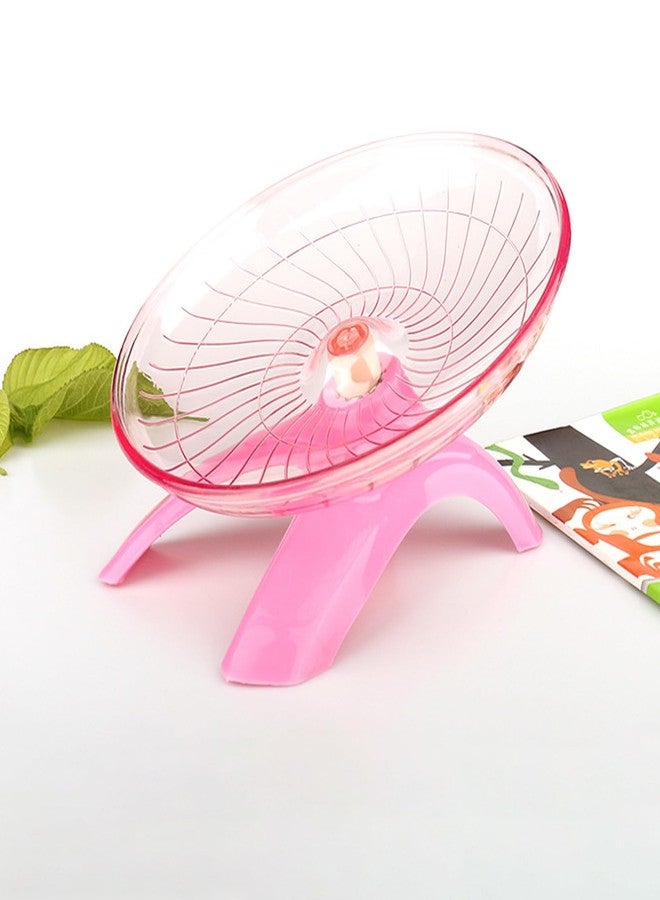 SHENIAFC Silent Running Wheel for Small Animals, 7 Inch Flying Saucer Design, Exercise Wheel for Hamsters, Guinea Pigs, Hedgehogs (Pink) - Image 1