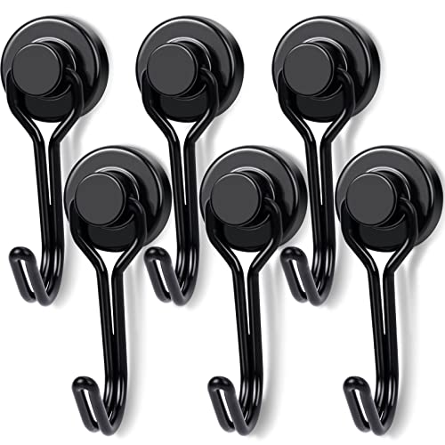 E BAVITE Magnetic Hooks, 30lbs+ Magnet Hook 2025 Cruise Cabin Ship Essentials Heavy Duty Strong Magnets Refrigerator Fridge Hanging for Classroom Beach Vacation Kitchen Grills Home 6pcs (Black) - Image 1