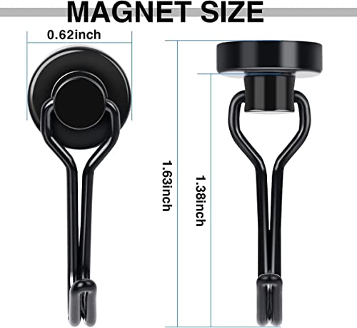E BAVITE Magnetic Hooks, 30lbs+ Magnet Hook 2025 Cruise Cabin Ship Essentials Heavy Duty Strong Magnets Refrigerator Fridge Hanging for Classroom Beach Vacation Kitchen Grills Home 6pcs (Black) - Image 5