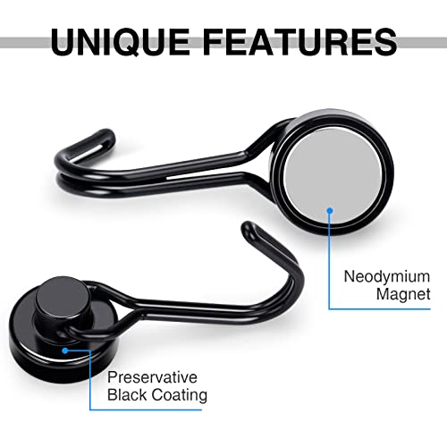 E BAVITE Magnetic Hooks, 30lbs+ Magnet Hook 2025 Cruise Cabin Ship Essentials Heavy Duty Strong Magnets Refrigerator Fridge Hanging for Classroom Beach Vacation Kitchen Grills Home 6pcs (Black) - Image 4