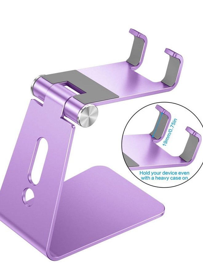 Adjustable Cell Phone Stand, C2 Aluminum Desktop Phone Holder Dock Compatible with iPhone 15 14 13 Xs XR 8 Plus 7 6, Samsung Galaxy, Google Pixel, Android Phones, Purple