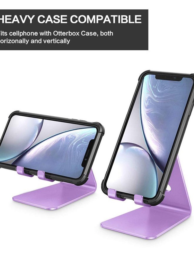 Adjustable Cell Phone Stand, C2 Aluminum Desktop Phone Holder Dock Compatible with iPhone 15 14 13 Xs XR 8 Plus 7 6, Samsung Galaxy, Google Pixel, Android Phones, Purple