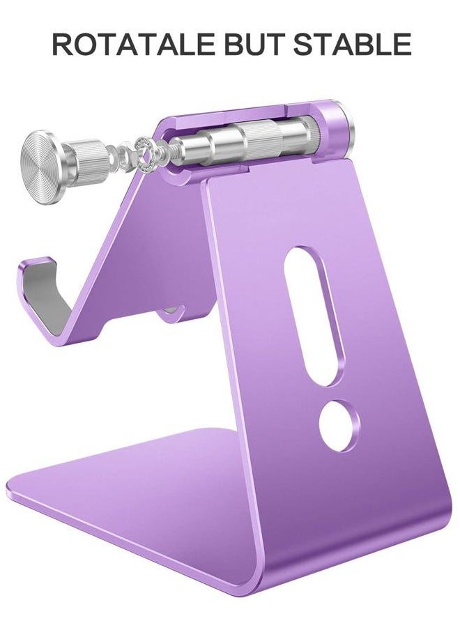 Adjustable Cell Phone Stand, C2 Aluminum Desktop Phone Holder Dock Compatible with iPhone 15 14 13 Xs XR 8 Plus 7 6, Samsung Galaxy, Google Pixel, Android Phones, Purple