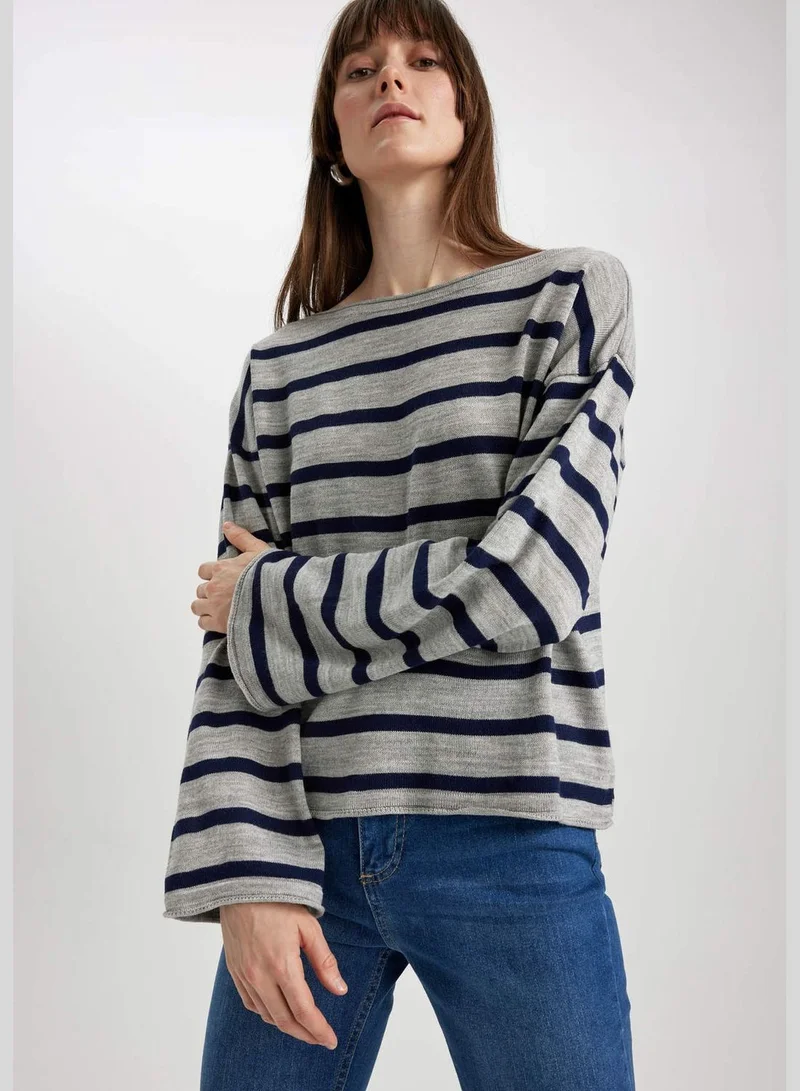 ديفاكتو Woman Crew Neck Long Sleeve Tricot Pullover