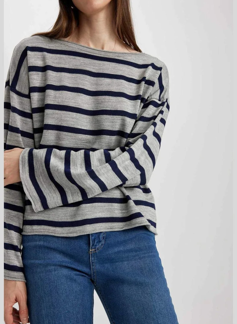 ديفاكتو Woman Crew Neck Long Sleeve Tricot Pullover