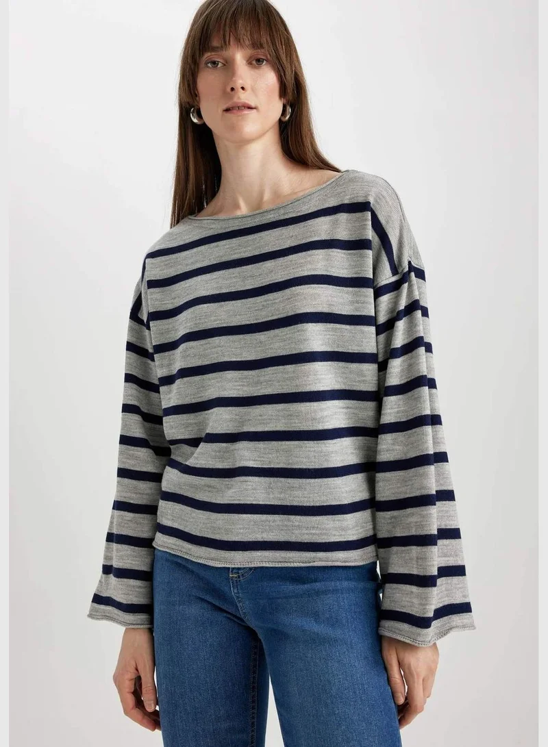 ديفاكتو Woman Crew Neck Long Sleeve Tricot Pullover