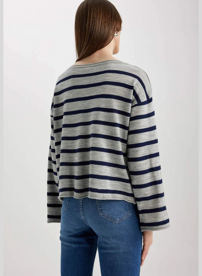 ديفاكتو Woman Crew Neck Long Sleeve Tricot Pullover