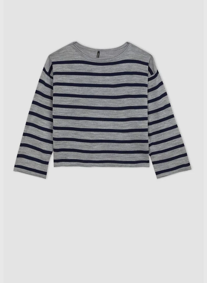 ديفاكتو Woman Crew Neck Long Sleeve Tricot Pullover