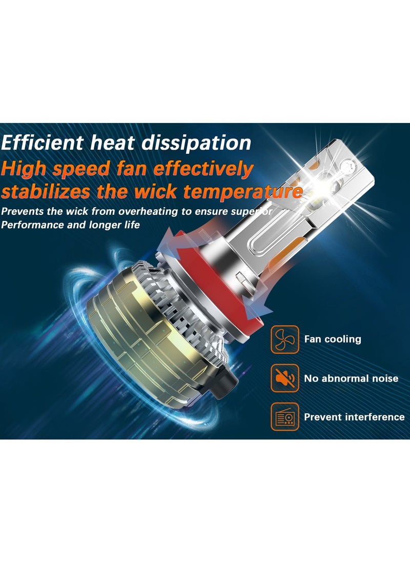 Lighting solutions - Lighting Solutions 2 Pcs H11 Car Led Headlight Led Driving Light Headlamp Bulb All-in-one Conversion Kit 150W 6500K 7000LM - Image 1