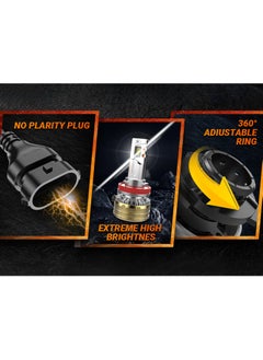 Lighting solutions Lighting Solutions 2 Pcs H11 Car Led Headlight Led Driving Light Headlamp Bulb All-in-one Conversion Kit 150W 6500K 7000LM  - Image 4
