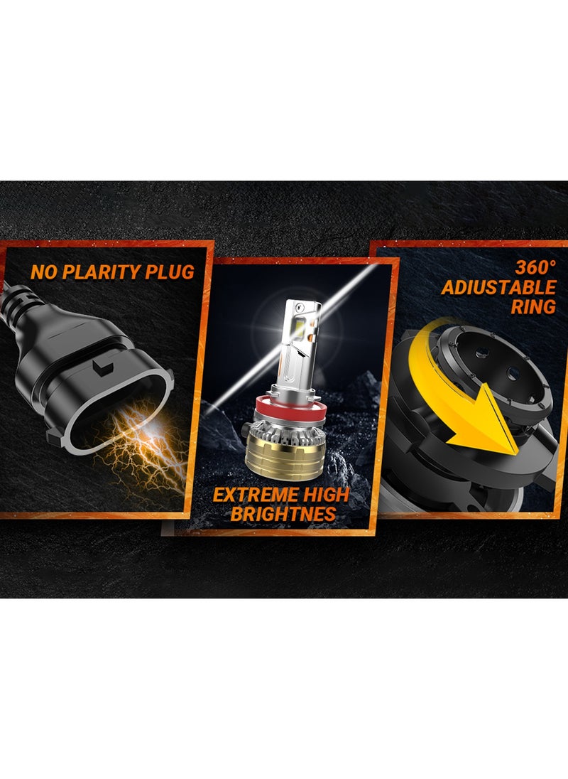 Lighting solutions - Lighting Solutions 2 Pcs H11 Car Led Headlight Led Driving Light Headlamp Bulb All-in-one Conversion Kit 150W 6500K 7000LM - Image 1