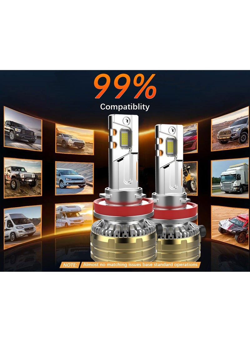 Lighting solutions - Lighting Solutions 2 Pcs H11 Car Led Headlight Led Driving Light Headlamp Bulb All-in-one Conversion Kit 150W 6500K 7000LM - Image 1
