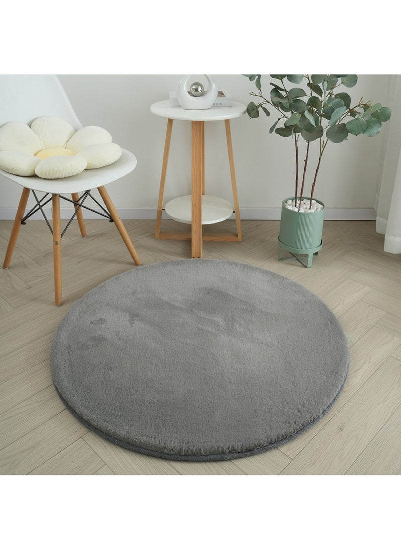 Home Box Faux Rabbit Fur Round Rug 90 x 90 cm  - Image 1