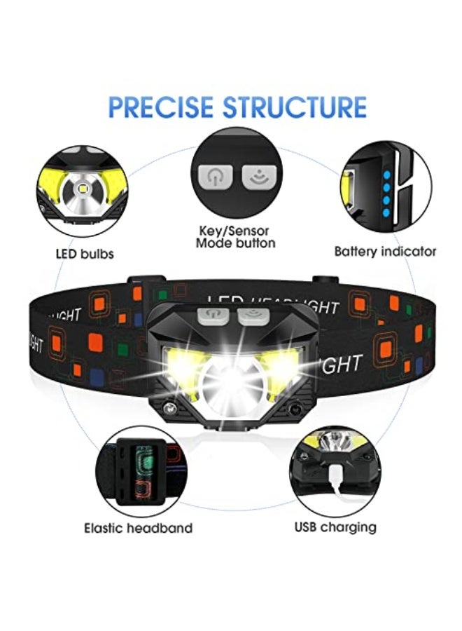 Headlamp Flashlight, 1200 Lumen Ultra-Light Bright LED Rechargeable Headlight with White Red Light,2-Pack Waterproof Motion Sensor Head Lamp,8 Mode for Outdoor Camping Running Hiking Fishing - Image 2